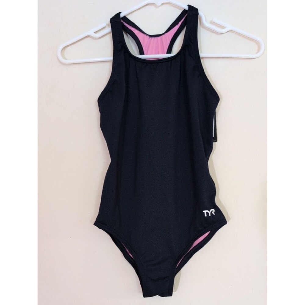 NWT TYR Durafast Lite Ella Maxfit Girl One Piece Swimsuit Navy Blue Racerback -L